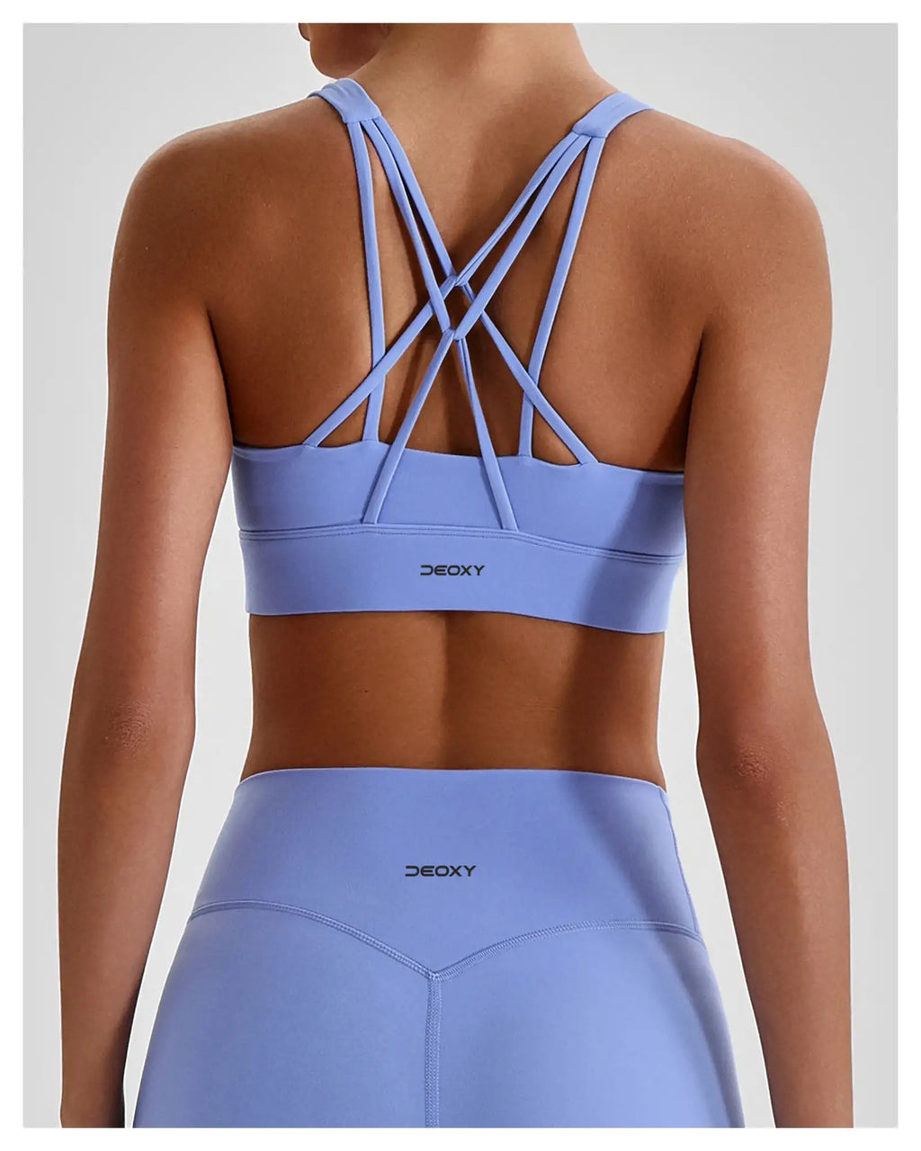 DEOXY Women's Strap Back Bra Top in Black - back view