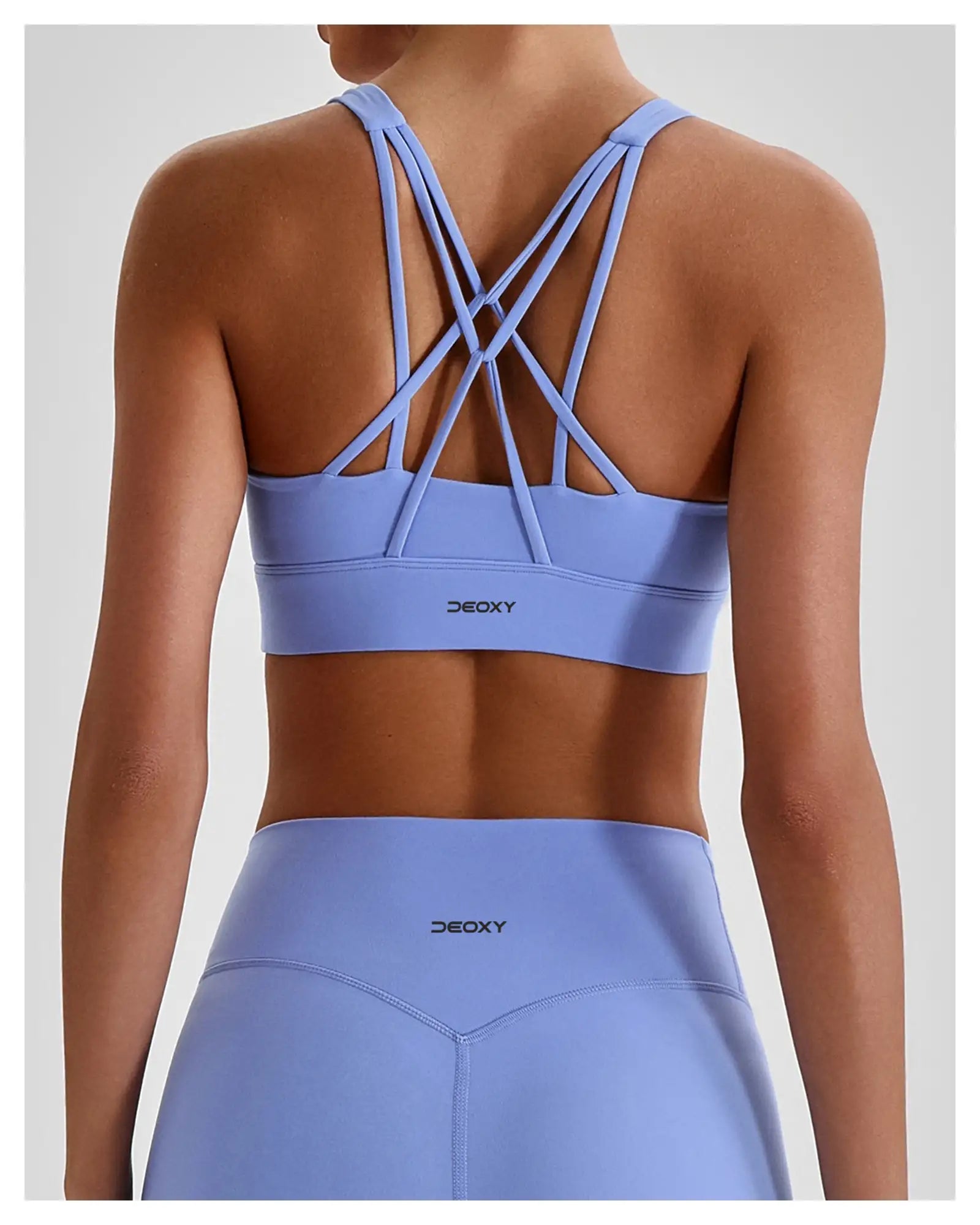 DEOXY Women's Strap Back Bra Top in Black - back view