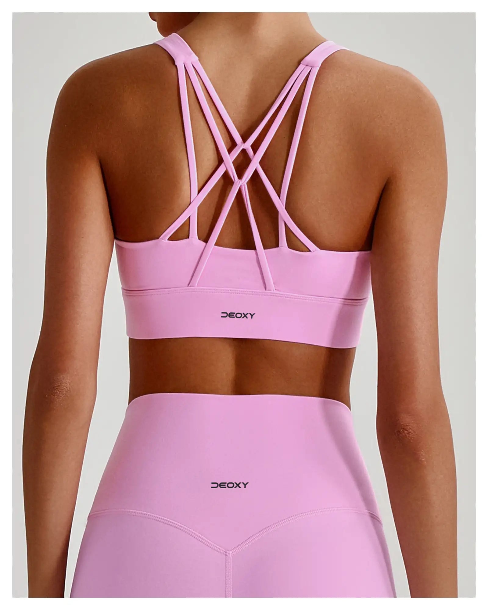 DEOXY Women's Strap Back Bra Top in Black - back view